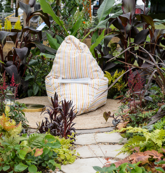 Stripy beanbag seat in circular clearing at BBC Gardeners' World Live